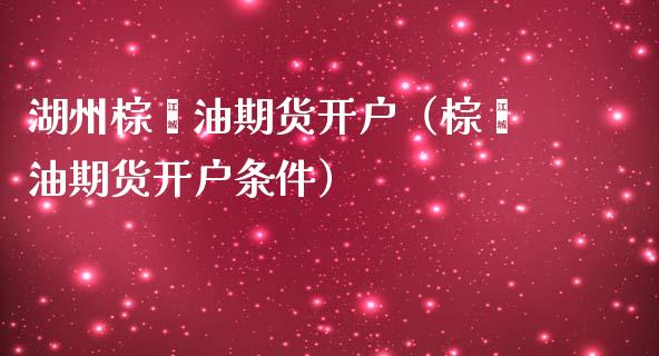 湖州棕榈油期货开户（棕榈油期货开户条件）