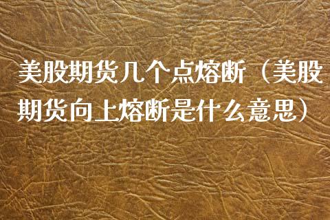 美股期货几个点熔断（美股期货向上熔断是什么意思）