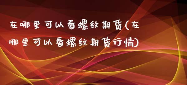 在哪里可以看螺纹期货(在哪里可以看螺纹期货行情)