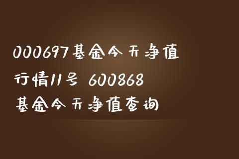 000697基金今天净值行情11号 600868基金今天净值查询