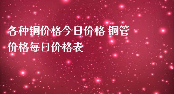 各种铜价格今日价格 价格每日价格表
