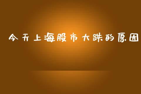 今天上海股市大跌的原因