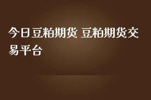 今日豆粕期货 豆粕期货交易平台