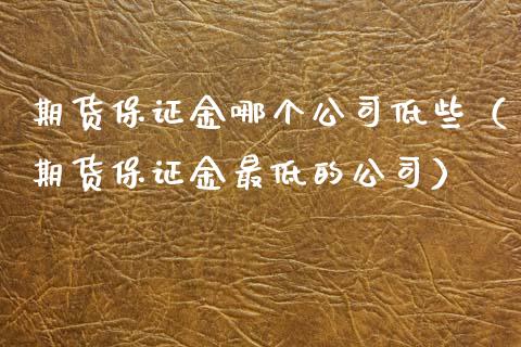 期货保证金哪个公司低些（期货保证金最低的公司）