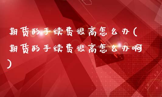 期货的手续费很高怎么办(期货的手续费很高怎么办啊)