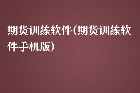 期货训练软件(期货训练软件手机版)