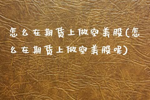 怎么在期货上做空美股(怎么在期货上做空美股呢)