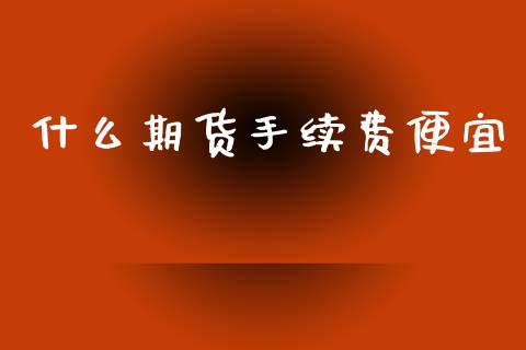 什么期货手续费便宜