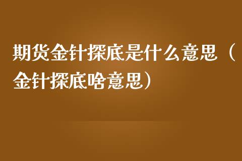 期货金针探底是什么意思（金针探底啥意思）