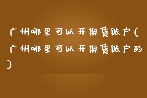 广州哪里可以开期货账户(广州哪里可以开期货账户的)
