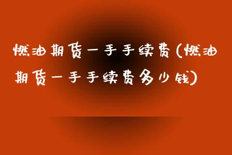 燃油期货一手手续费(燃油期货一手手续费多少钱)