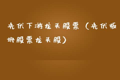 光伏下游龙头股票（光伏板块股票龙头股）