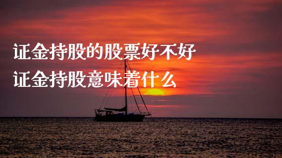 证金持股的股票好不好  证金持股意味着什么