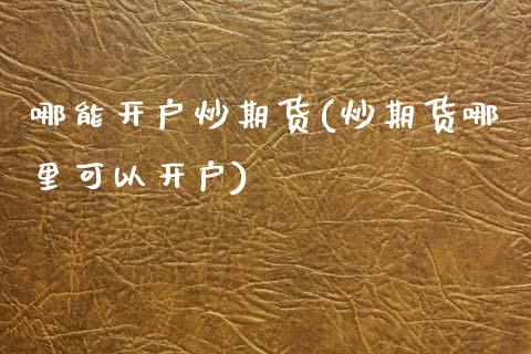 哪能开户炒期货(炒期货哪里可以开户)