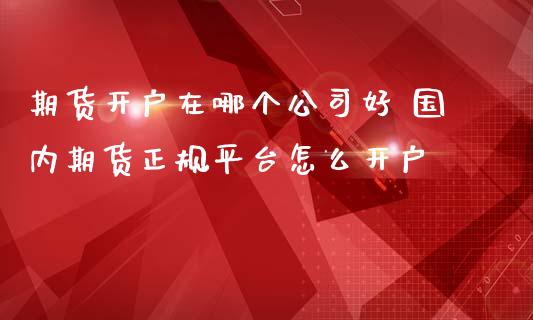 期货开户在哪个公司好 国内期货正规平台怎么开户