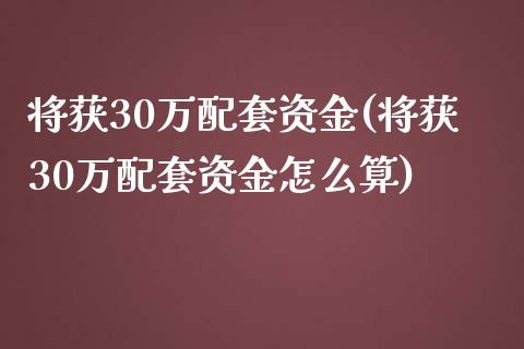 将获30万配套资金(将获30万配套资金怎么算)