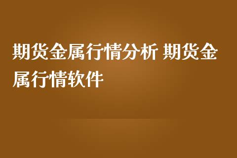 期货金属行情分析 期货金属行情软件