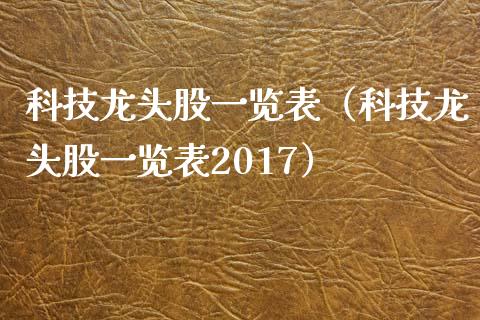科技龙头股一览表(科技龙头股一览表2017)_财经要闻_第1张_宇龙理财网 科技龙头股一览表(科技龙头股一览表2017)_https://www.dglong8.com_财经要闻_第1张