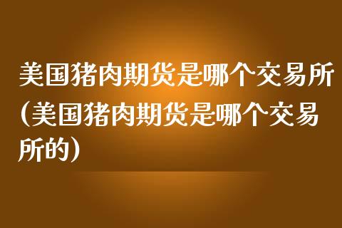 美国猪肉期货是哪个交易所(美国猪肉期货是哪个交易所的)