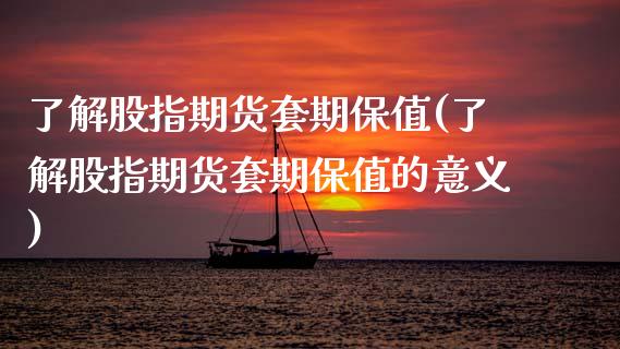 了解股指期货套期保值(了解股指期货套期保值的意义)