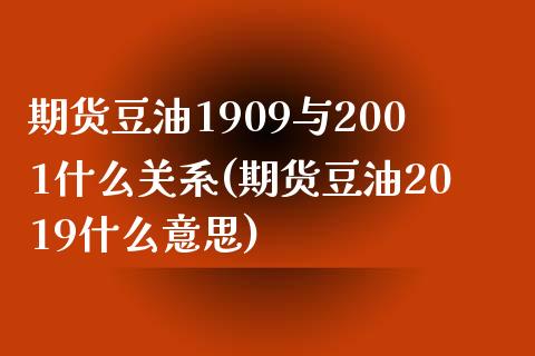期货豆油1909与2001什么关系(期货豆油2019什么意思)