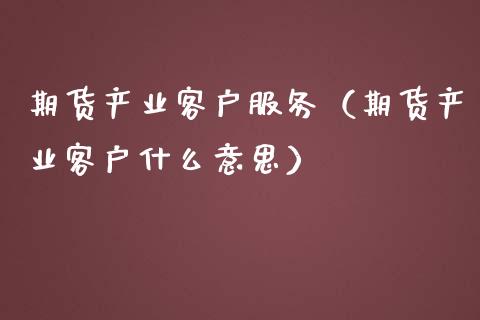 期货产业客户服务（期货产业客户什么意思）