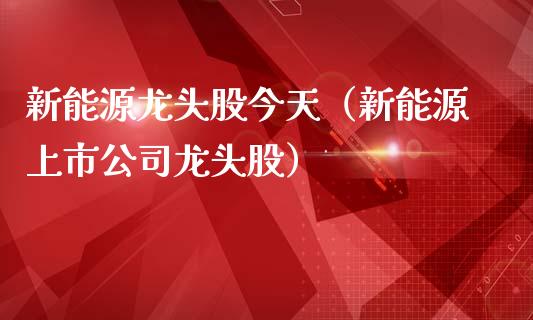 新能源龙头股今天（新能源上市公司龙头股）