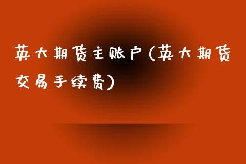 英大期货主账户(英大期货交易手续费)