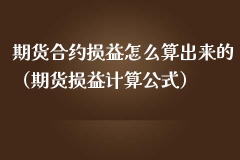 期货合约损益怎么算出来的（期货损益计算公式）