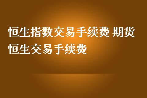恒生指数交易手续费 期货恒生交易手续费