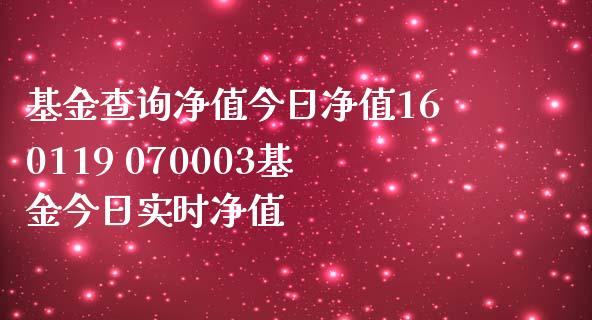基金查询净值今日净值160119 070003基金今日实时净值