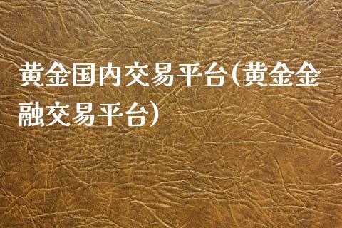 黄金国内交易平台(黄金金融交易平台)