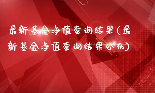 最新基金净值查询结果(最新基金净值查询结果公布)