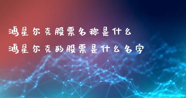 鸿星尔克股票名称是什么 鸿星尔克的股票是什么名字
