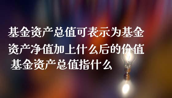 基金资产总值可表示为基金资产净值加上什么后的价值 基金资产总值指什么_https://www.dglong8.com_基金理财_第1张