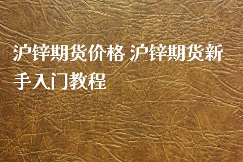 沪锌期货价格 沪锌期货新手入门教程