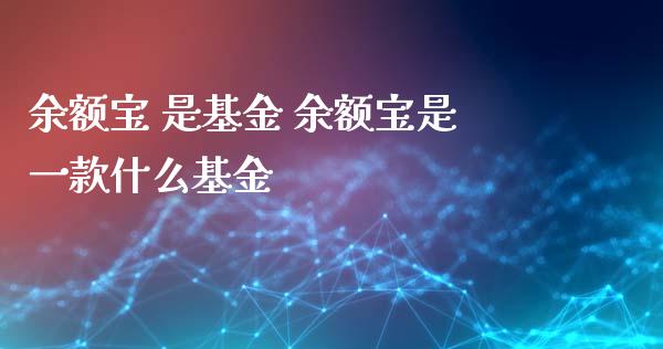 余额宝 是基金 余额宝是一款什么基金