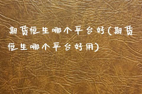 期货恒生哪个平台好(期货恒生哪个平台好用)