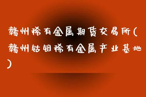 赣州稀有金属期货交易所(赣州钴钼稀有金属产业基地)