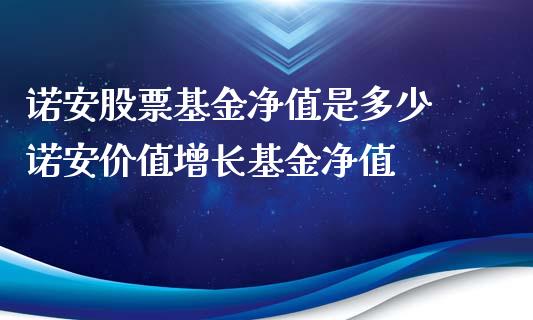 诺安股票基金净值是多少 诺安价值增长基金净值
