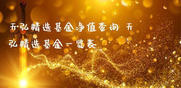 天弘精选基金净值查询 天弘精选基金一览表