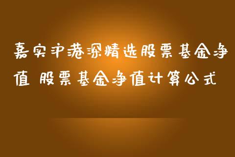 嘉实沪港深精选股票基金净值 股票基金净值计算公式