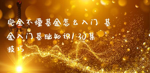 完全不懂基金怎么入门 基金入门基础知识1-30集技巧