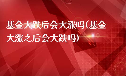 基金大跌后会大涨吗(基金大涨之后会大跌吗)