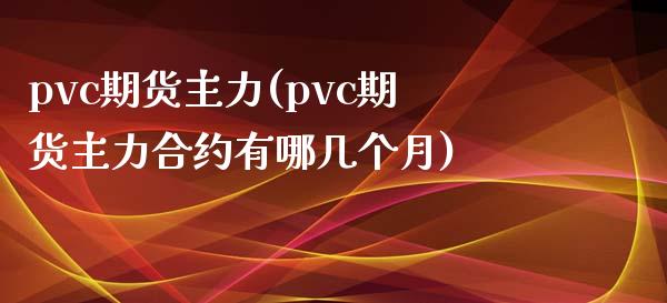 pvc期货主力(pvc期货主力合约有哪几个月)
