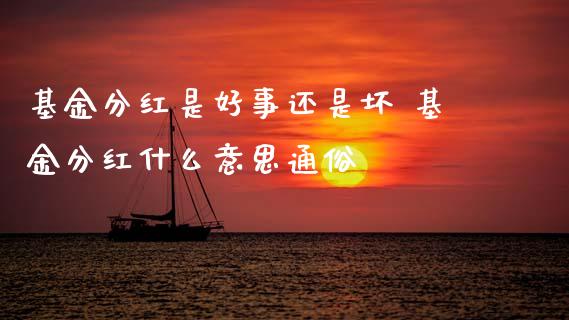 基金分红是好事还是坏 基金分红什么意思通俗