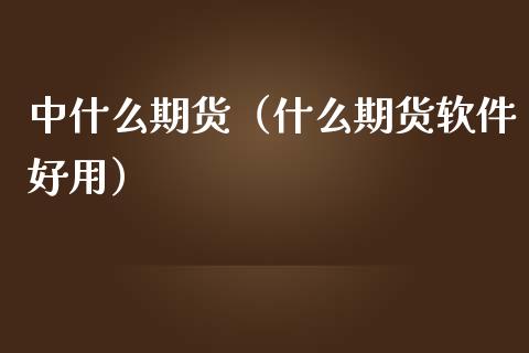中什么期货（什么期货软件好用）