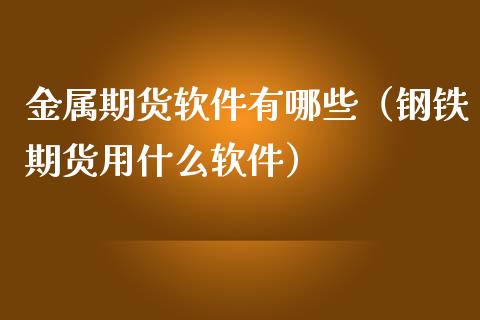 金属期货软件有哪些（钢铁期货用什么软件）