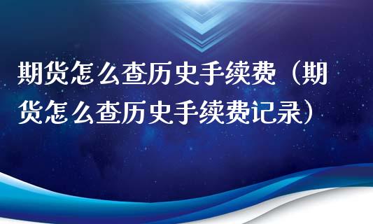 期货怎么查历史手续费（期货怎么查历史手续费记录）