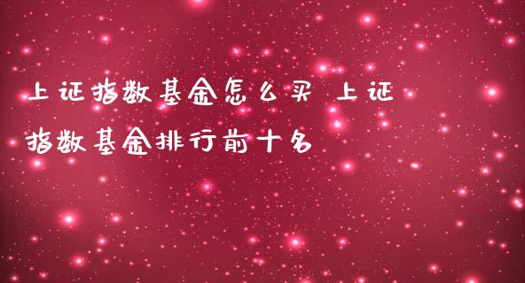 上证指数基金怎么买 上证指数基金排行前十名